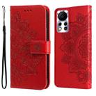 For Infinix Hot 11S NFC 7-petal Flowers Embossed Flip Leather Phone Case(Red) - 1