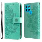 For Infinix Smart 6 7-petal Flowers Embossed Flip Leather Phone Case(Green) - 1