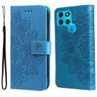 For Infinix Smart 6 7-petal Flowers Embossed Flip Leather Phone Case(Blue) - 1
