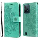 For OPPO Realme C31 4G 7-petal Flowers Embossed Flip Leather Phone Case(Green) - 1