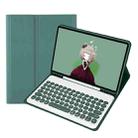 YA700B Candy Color Skin Feel Texture Round Keycap Bluetooth Keyboard Leather Case For Samsung Galaxy Tab S8 11 inch SM-X700 / SM-X706 & S7 11 inch SM-X700 / SM-T875(Dark Green) - 1