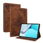 For Huawei MatePad 11 2021 Butterfly Flower Embossed Leather Tablet Case(Brown) - 1