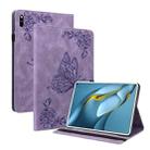 For Huawei MatePad Pro 10.8 2021 Butterfly Flower Embossed Leather Tablet Case(Purple) - 1