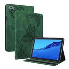 For Huawei MediaPad M5 Lite Butterfly Flower Embossed Leather Tablet Case(Green) - 1