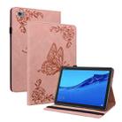 For Huawei MediaPad M5 Lite Butterfly Flower Embossed Leather Tablet Case(Rose Gold) - 1