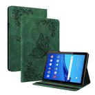 For Huawei MediaPad T5 Butterfly Flower Embossed Leather Tablet Case(Green) - 1