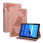 For Huawei MediaPad T5 Butterfly Flower Embossed Leather Tablet Case(Rose Gold) - 1