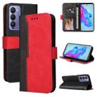 For Tecno Camon 18/18 P Stitching-Color Horizontal Flip Leather Case(Red) - 1