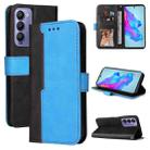 For Tecno Camon 18/18 P Stitching-Color Horizontal Flip Leather Case(Blue) - 1