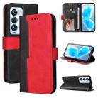 For Tecno Camon 18 Premier Stitching-Color Horizontal Flip Leather Case(Red) - 1