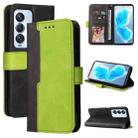 For Tecno Camon 18 Premier Stitching-Color Horizontal Flip Leather Case(Green) - 1