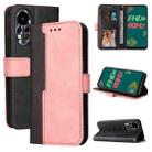 For Infinix Hot 11S Stitching-Color Horizontal Flip Leather Case(Pink) - 1