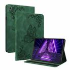 For Lenovo M10 Plus 10.3 TB-X606F/TB-X606X Butterfly Flower Embossed Leather Tablet Case(Green) - 1