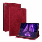 For Lenovo M10 Plus 10.3 TB-X606F/TB-X606X Butterfly Flower Embossed Leather Tablet Case(Red) - 1