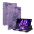 For Lenovo M10 Plus 10.3 TB-X606F/TB-X606X Butterfly Flower Embossed Leather Tablet Case(Purple) - 1