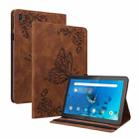 For Lenovo Tab M10 TB-X605L/X605F Butterfly Flower Embossed Leather Tablet Case(Brown) - 1