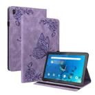 For Lenovo Tab M10 TB-X605L/X605F Butterfly Flower Embossed Leather Tablet Case(Purple) - 1