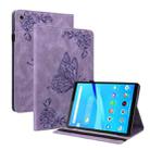 For Lenovo Tab M8 HD / M8 FHD Butterfly Flower Embossed Leather Tablet Case(Purple) - 1