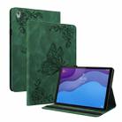 For Lenovo Tab M10 HD 2nd Gen TB-X306X/TB-X306F Butterfly Flower Embossed Leather Tablet Case(Green) - 1