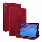 For Lenovo Tab M10 HD 2nd Gen TB-X306X/TB-X306F Butterfly Flower Embossed Leather Tablet Case(Red) - 1