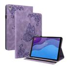 For Lenovo Tab M10 HD 2nd Gen TB-X306X/TB-X306F Butterfly Flower Embossed Leather Tablet Case(Purple) - 1