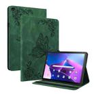 For Lenovo Tab M10 Plus 10.6 3rd Gen Butterfly Flower Embossed Leather Tablet Case(Green) - 1