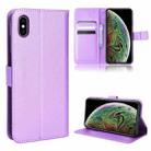 For iPhone X / XS Diamond Texture Leather Phone Case(Purple) - 1