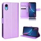 For iPhone XR Diamond Texture Leather Phone Case(Purple) - 1