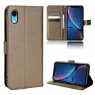For iPhone XR Diamond Texture Leather Phone Case(Brown) - 1