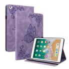 Butterfly Flower Embossed Leather Tablet Case For iPad 9.7 inch 2017 / 2018(Purple) - 1