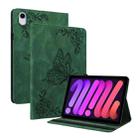 For iPad mini 6 Butterfly Flower Embossed Leather Tablet Case(Green) - 1