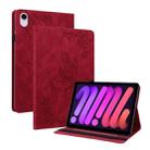 For iPad mini 2024 / mini 6 Butterfly Flower Embossed Leather Tablet Case(Red) - 1