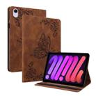 For iPad mini 6 Butterfly Flower Embossed Leather Tablet Case(Brown) - 1