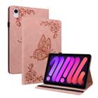 For iPad mini 6 Butterfly Flower Embossed Leather Tablet Case(Rose Gold) - 1