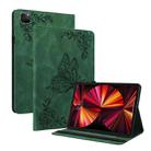 For iPad Pro 11 2022 / 2021 / 2020 / 2018 / Air 2020 10.9 Butterfly Flower Embossed Leather Tablet Case(Green) - 1