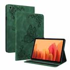 For Samsung Galaxy Tab A7 10.4 2020 SM-T500/T505 Butterfly Flower Embossed Leather Tablet Case(Green) - 1