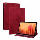 For Samsung Galaxy Tab A7 10.4 2020 SM-T500/T505 Butterfly Flower Embossed Leather Tablet Case(Red) - 1