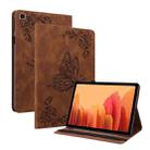 For Samsung Galaxy Tab A7 10.4 2020 SM-T500/T505 Butterfly Flower Embossed Leather Tablet Case(Brown) - 1