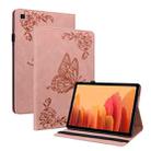 For Samsung Galaxy Tab A7 10.4 2020 SM-T500/T505 Butterfly Flower Embossed Leather Tablet Case(Rose Gold) - 1