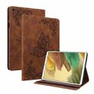 For Samsung Galaxy Tab A7 Lite T220/T225 Butterfly Flower Embossed Leather Tablet Case(Brown) - 1