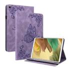 For Samsung Galaxy Tab A7 Lite T220/T225 Butterfly Flower Embossed Leather Tablet Case(Purple) - 1