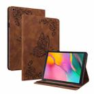For Samsung Galaxy Tab A 10.1 2019 T510/T515 Butterfly Flower Embossed Leather Tablet Case(Brown) - 1