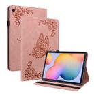 For Samsung Tab S6 Lite SM-P610/SM-P615 Butterfly Flower Embossed Leather Tablet Case(Rose Gold) - 1