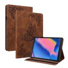 For Samsung Tab A 8.0 2019 T290/T295/T297 Butterfly Flower Embossed Leather Tablet Case(Brown) - 1