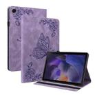 For Samsung Galaxy Tab A8 10.5 2021 Butterfly Flower Embossed Leather Tablet Case(Purple) - 1