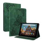 For Amazon Kindle Fire HD 10 2019 / 2017 Butterfly Flower Embossed Leather Tablet Case(Green) - 1