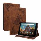 For Amazon Kindle Fire HD 10 2019 / 2017 Butterfly Flower Embossed Leather Tablet Case(Brown) - 1