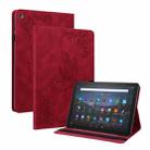 For Amazon Kindle Fire HD 8 2018/2017/2016/2015 Butterfly Flower Embossed Leather Tablet Case(Red) - 1