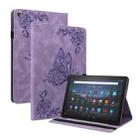 For Amazon Kindle Fire HD 8 2018/2017/2016/2015 Butterfly Flower Embossed Leather Tablet Case(Purple) - 1
