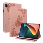 For Xiaomi Pad 5 / 5 Pro Butterfly Flower Embossed Leather Tablet Case(Rose Gold) - 1